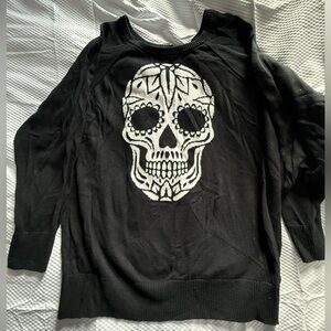 Torrid Black Sweater w/ Sugar Skull
